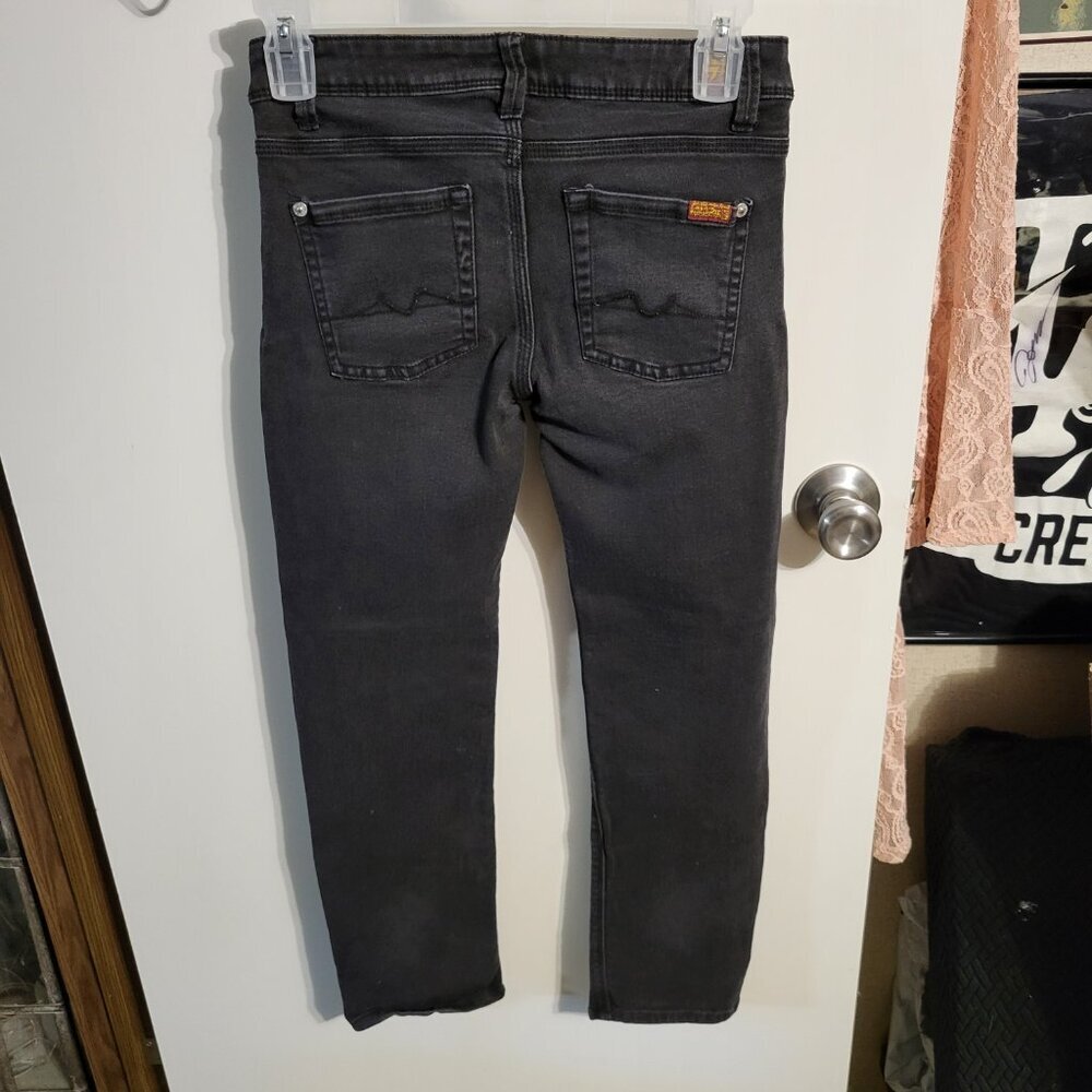 GIRLS 7 FOR ALL MANKIND BLACK SKINNY SLIMMY JEANS SZ 10 - Picture 2 of 11